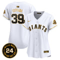 Women's San Francisco Giants 2024 Willie Mays Patch Vapor Premier Limited Jersey - All Stitched - White Gold, Thairo Estrada