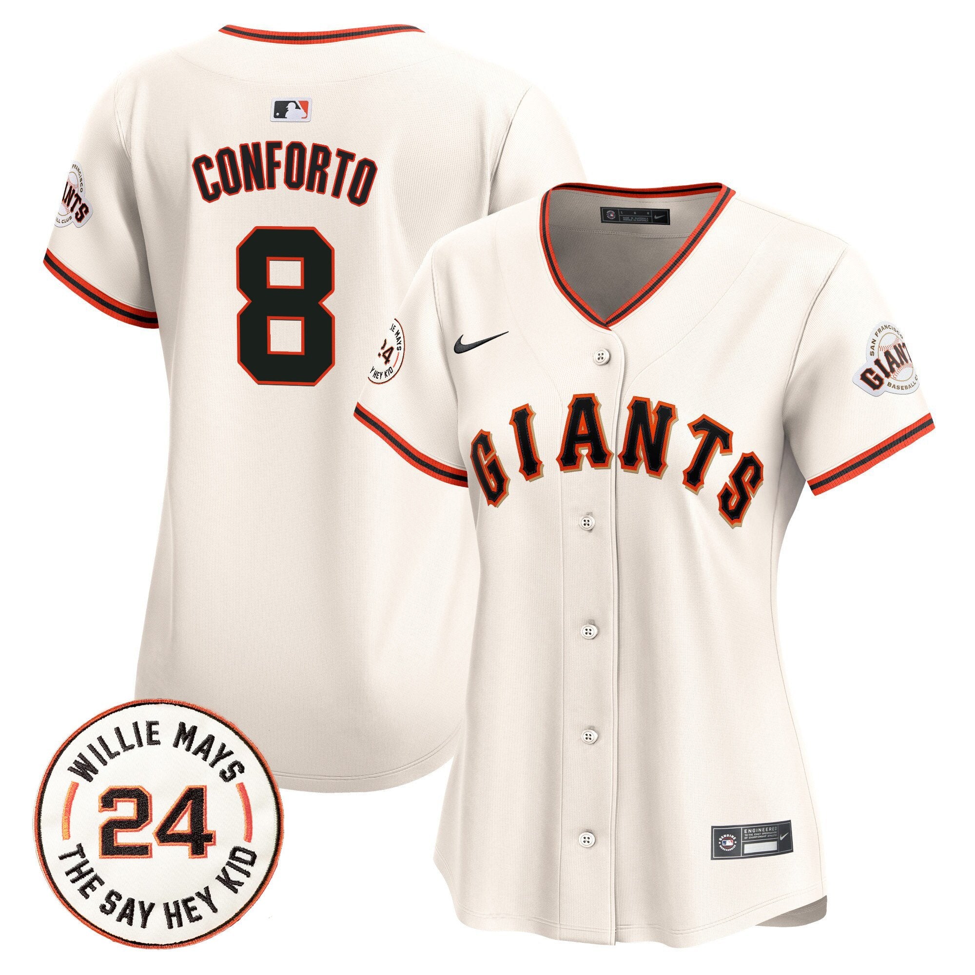 Women's San Francisco Giants 2024 Willie Mays Patch Vapor Premier Limited Jersey - All Stitched - Cream, Michael Conforto