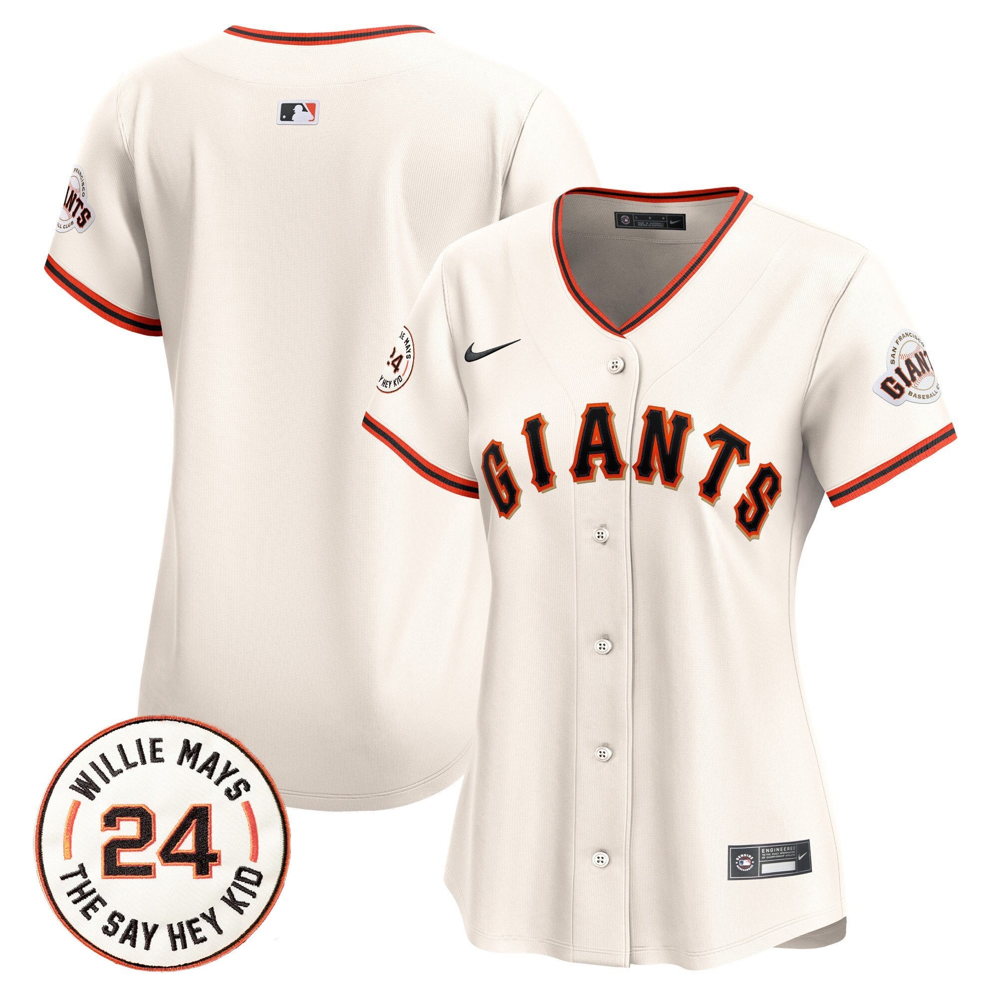 Women's San Francisco Giants 2024 Willie Mays Patch Vapor Premier Limited Jersey - All Stitched - Cream, Team