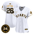 Women's San Francisco Giants 2024 Willie Mays Patch Vapor Premier Limited Jersey - All Stitched - White Gold, Matt Chapman