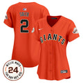Women's San Francisco Giants 2024 Willie Mays Patch Vapor Premier Limited Jersey - All Stitched - Orange, Jorge Soler