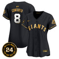 Women's San Francisco Giants 2024 Willie Mays Patch Vapor Premier Limited Jersey - All Stitched - Black Gold, Michael Conforto