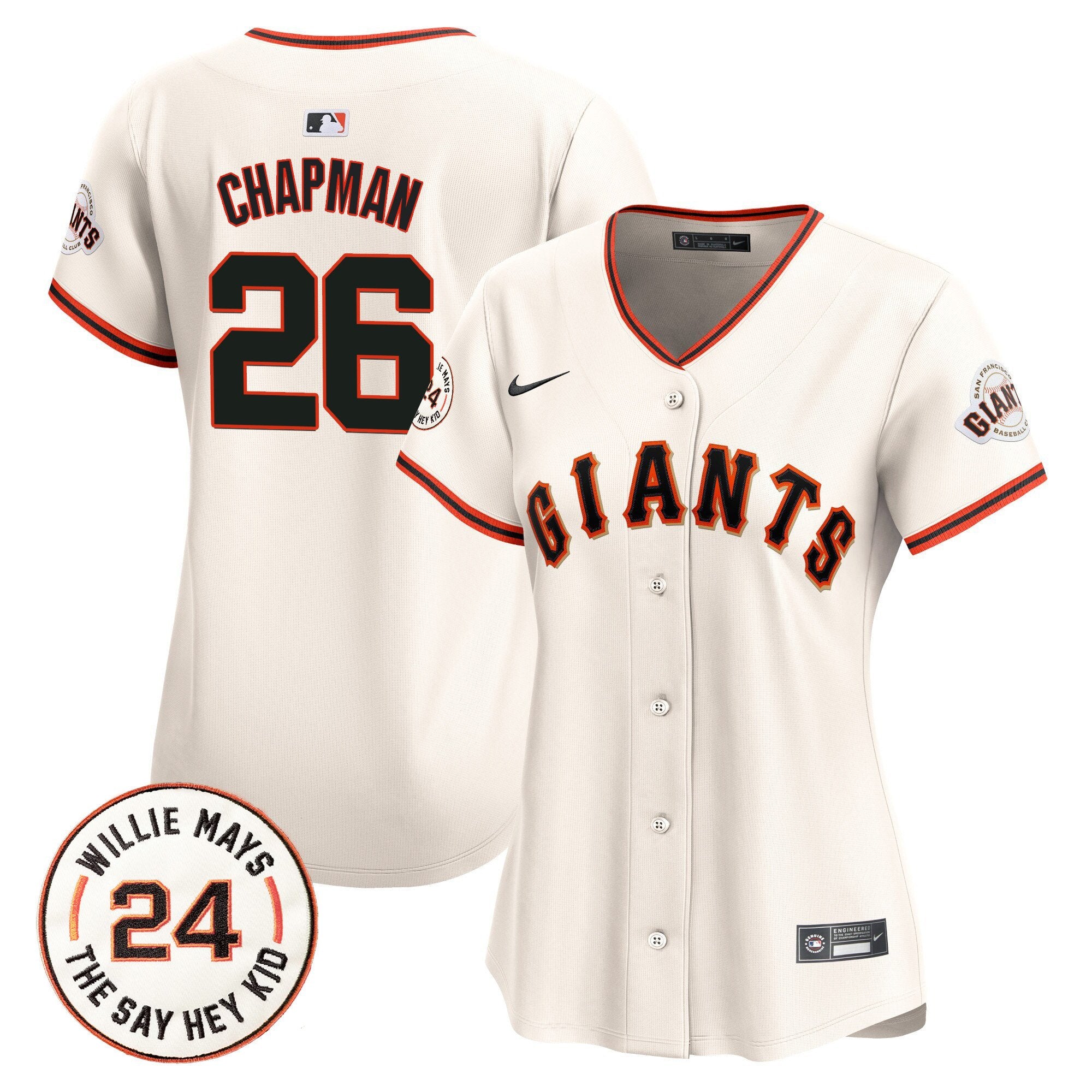 Women's San Francisco Giants 2024 Willie Mays Patch Vapor Premier Limited Jersey - All Stitched - Cream, Matt Chapman
