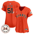 Women's San Francisco Giants 2024 Willie Mays Patch Vapor Premier Limited Jersey - All Stitched - Orange, Jung Hoo Lee