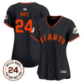 Women's San Francisco Giants 2024 Willie Mays Patch Vapor Premier Limited Jersey - All Stitched - Black, Willie Mays