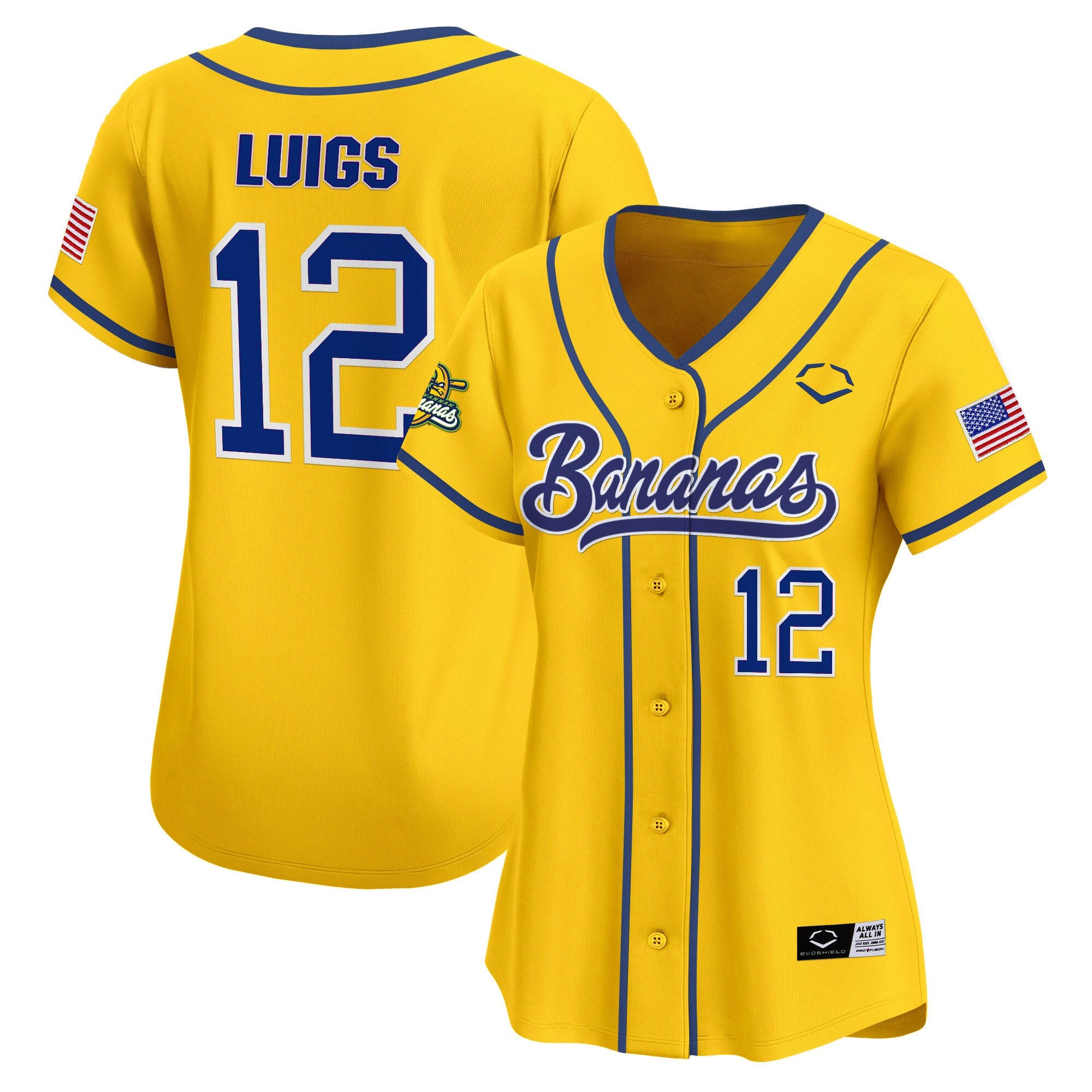Women's Savannah Bananas Vapor Premier Limited Jersey - All stitched - Yellow, Kyle Luigs