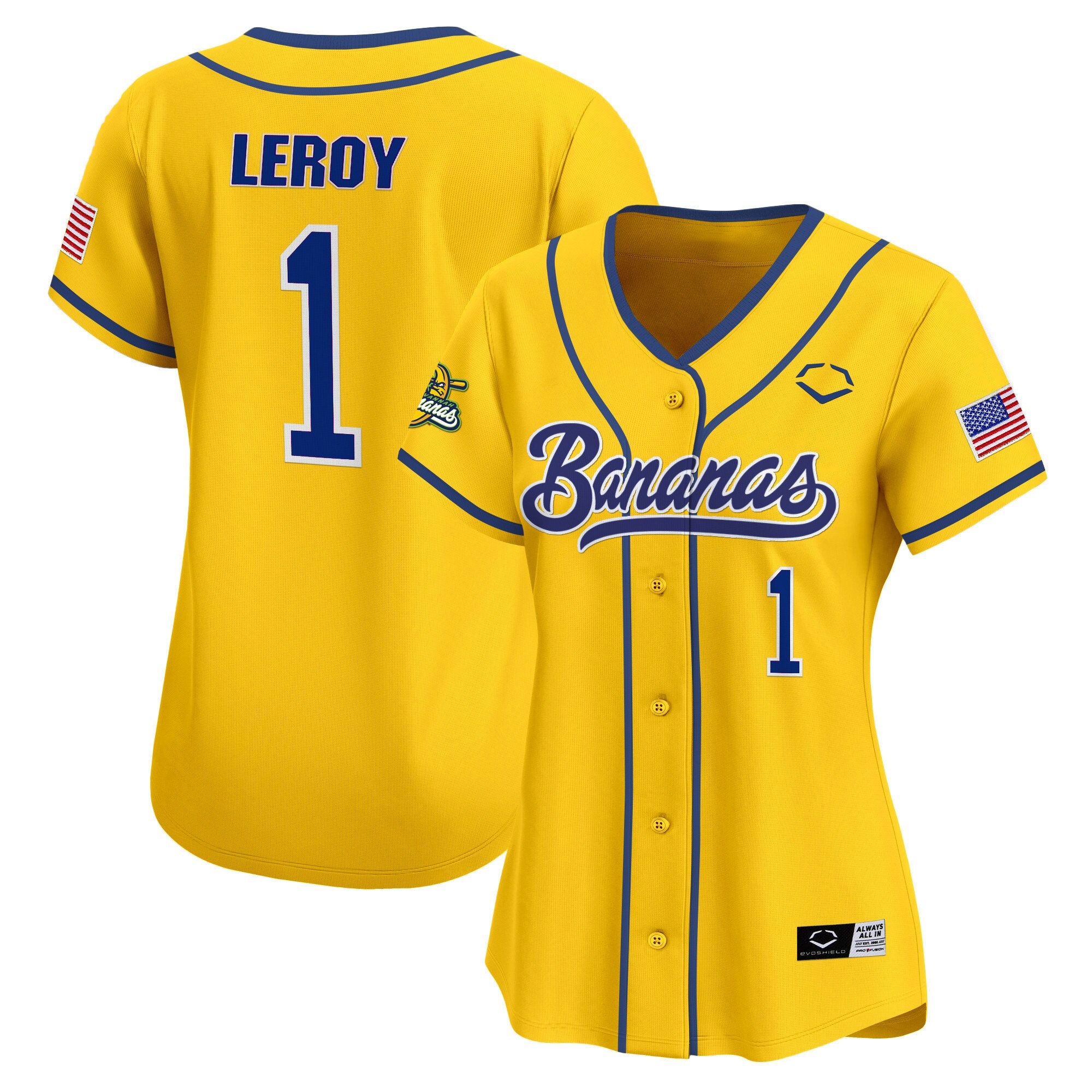 Women's Savannah Bananas Vapor Premier Limited Jersey - All stitched - Yellow, Bill LeRoy