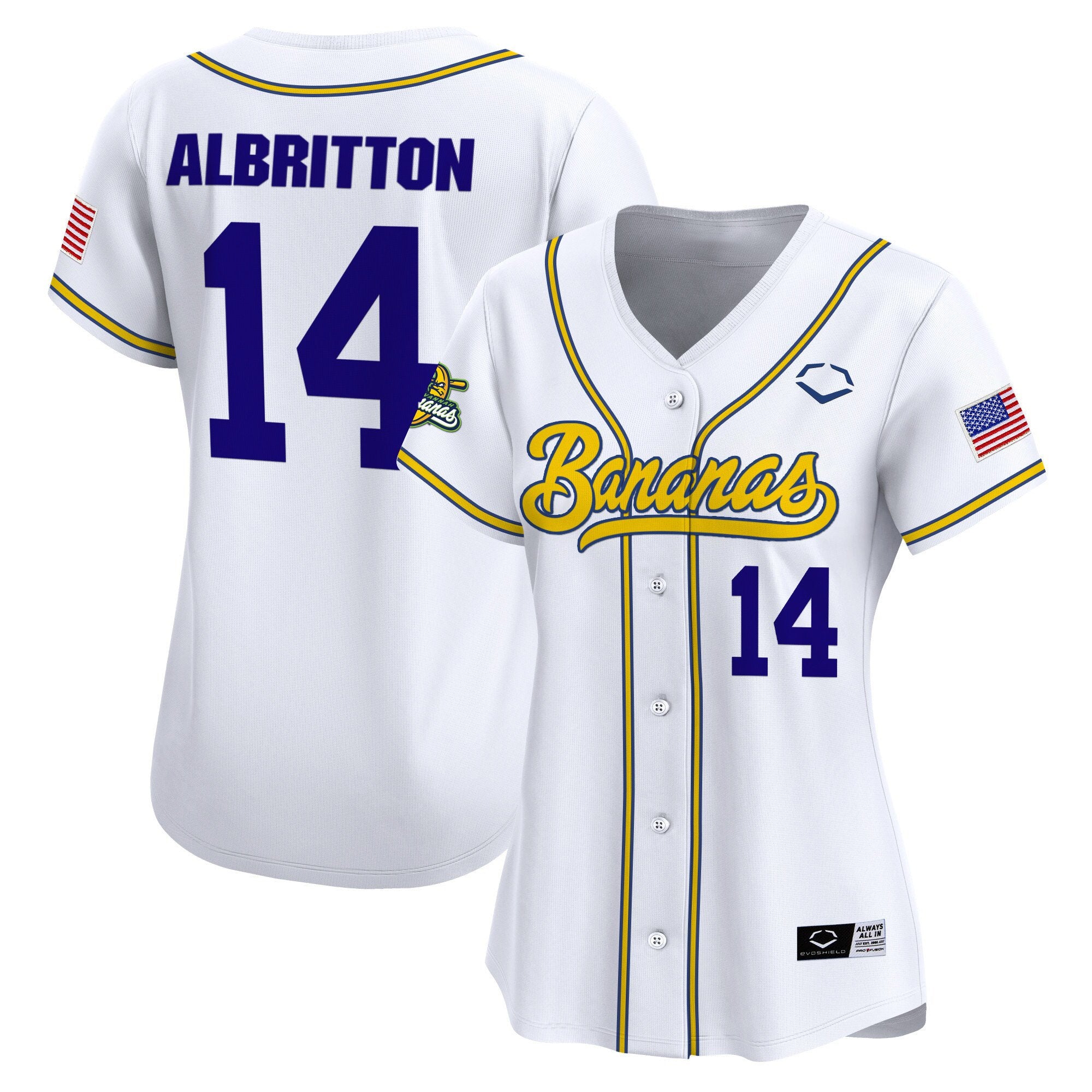 Women's Savannah Bananas Vapor Premier Limited Jersey - All stitched - White, Dakota Albritton