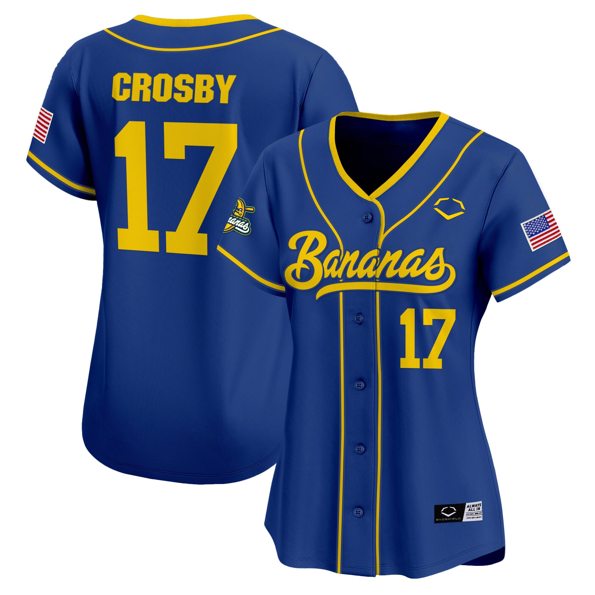 Women's Savannah Bananas Vapor Premier Limited Jersey - All stitched - Royal, Brandon Crosby