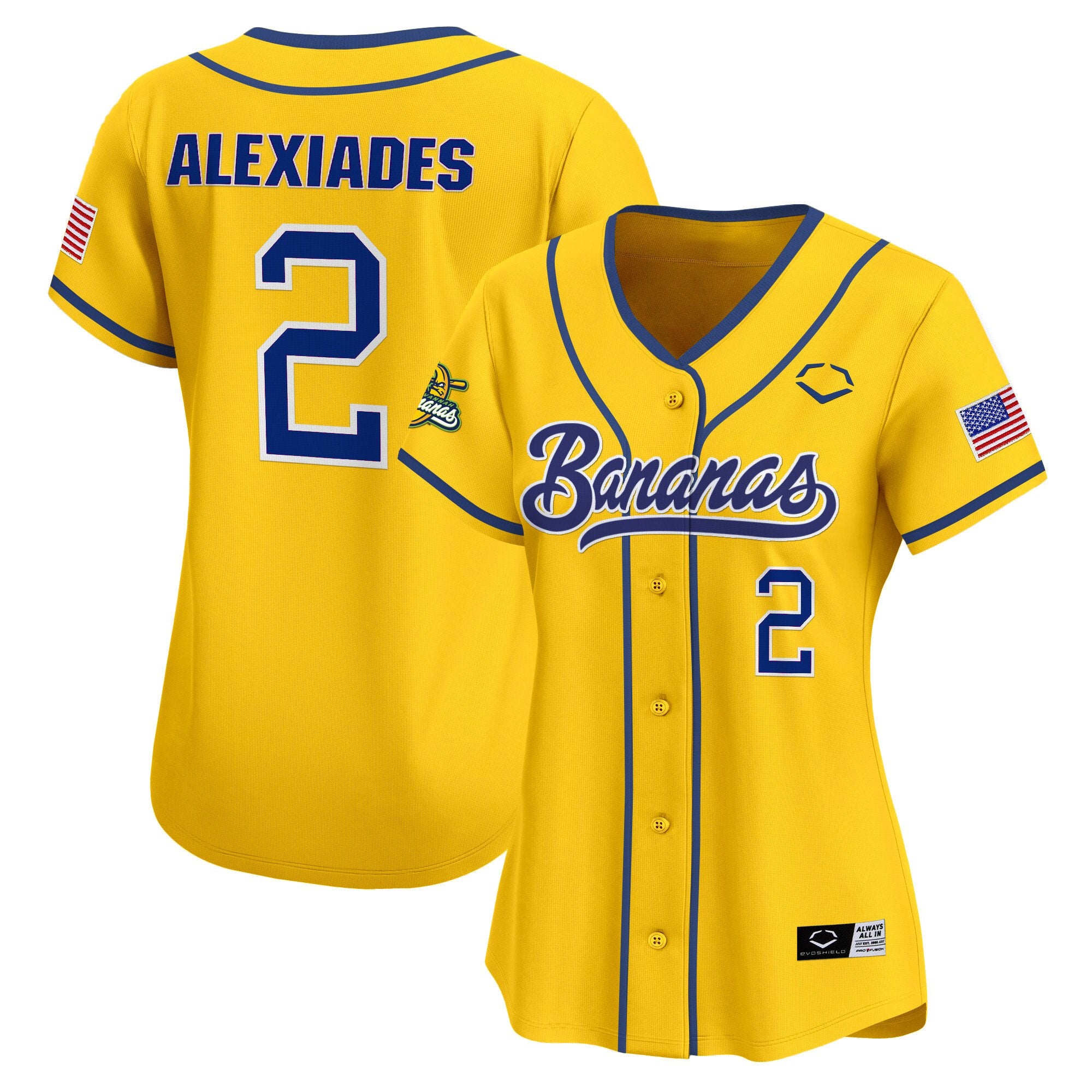 Women's Savannah Bananas Vapor Premier Limited Jersey - All stitched - Yellow, Reese Alexiades