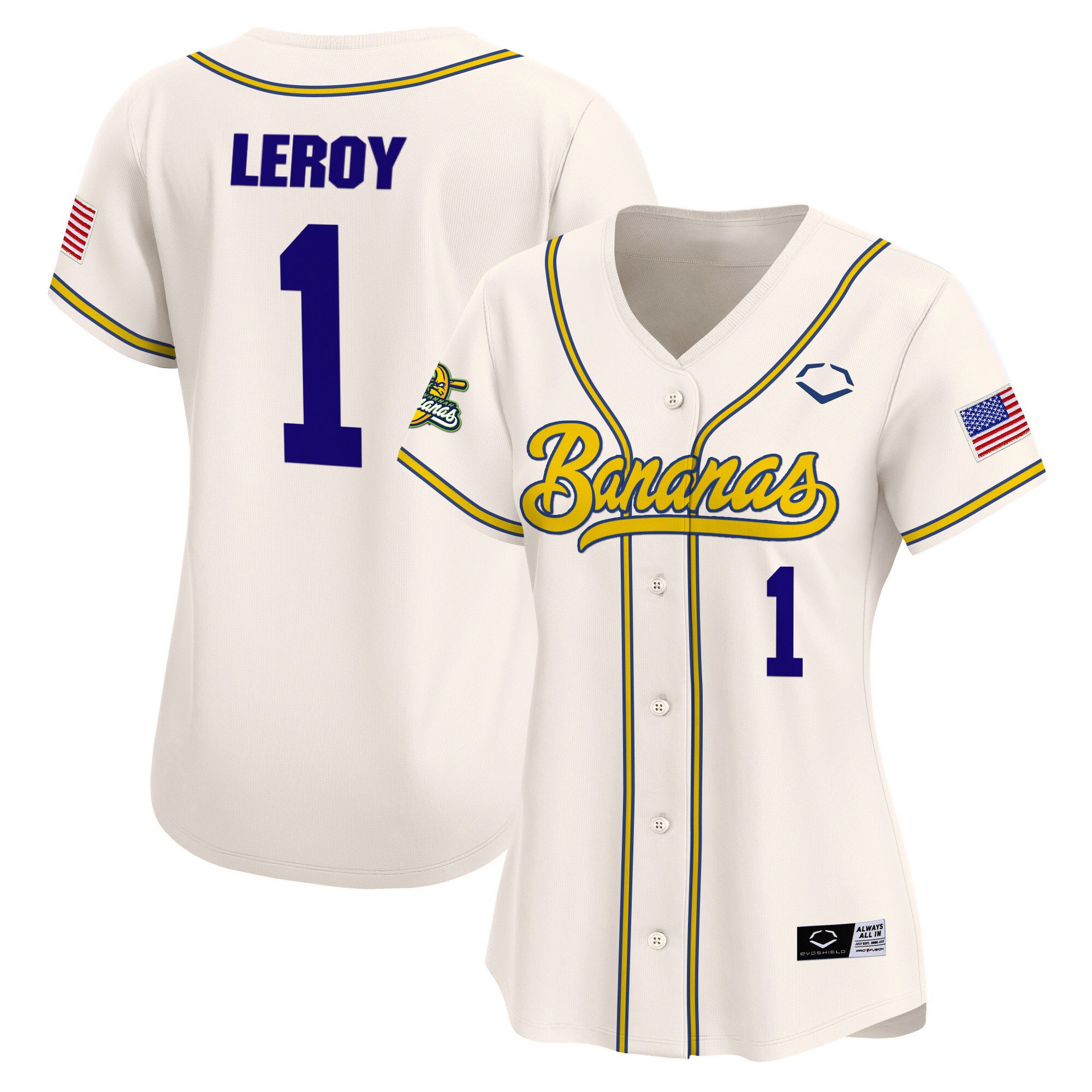 Women's Savannah Bananas Vapor Premier Limited Jersey - All stitched - Cream, Bill LeRoy