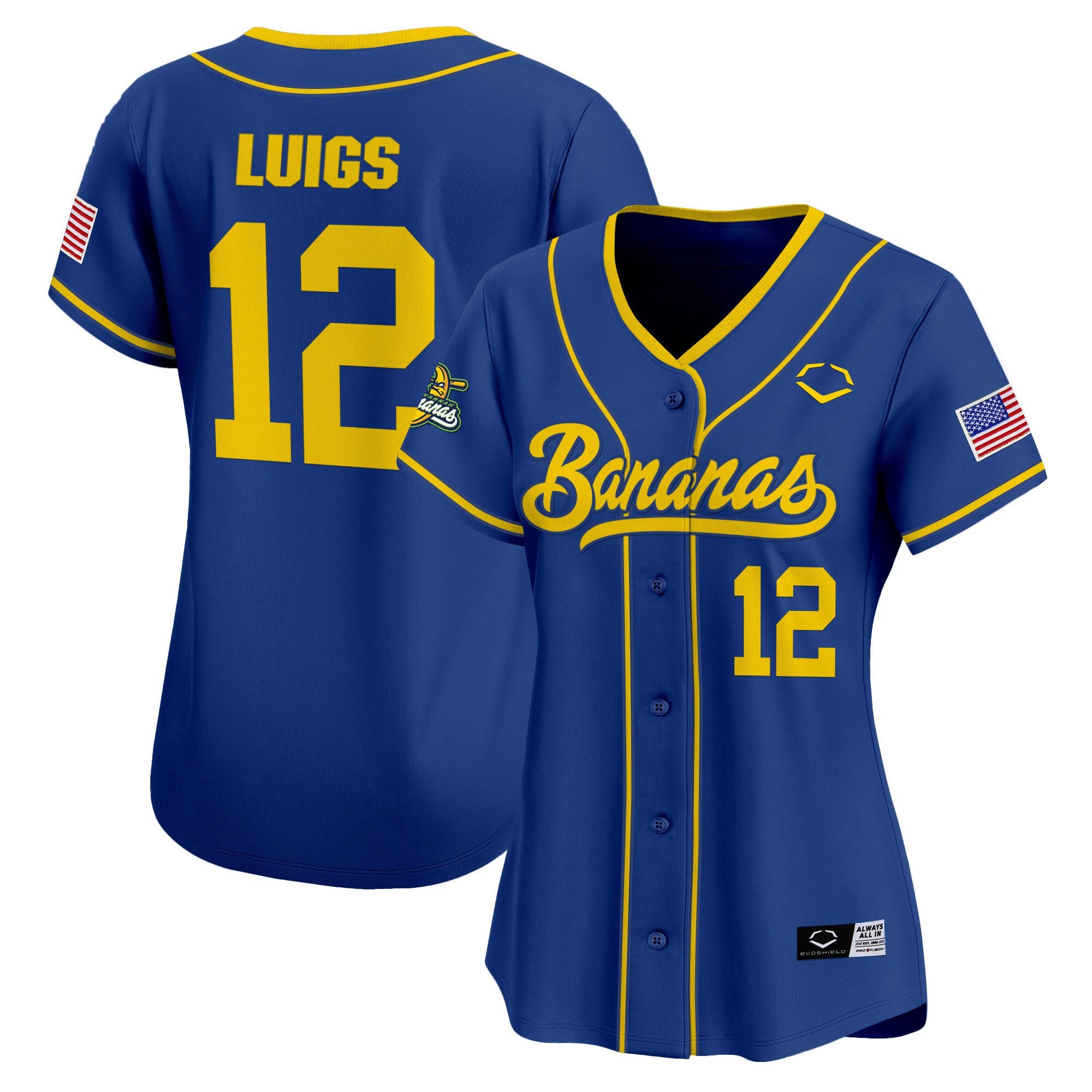 Women's Savannah Bananas Vapor Premier Limited Jersey - All stitched - Royal, Kyle Luigs