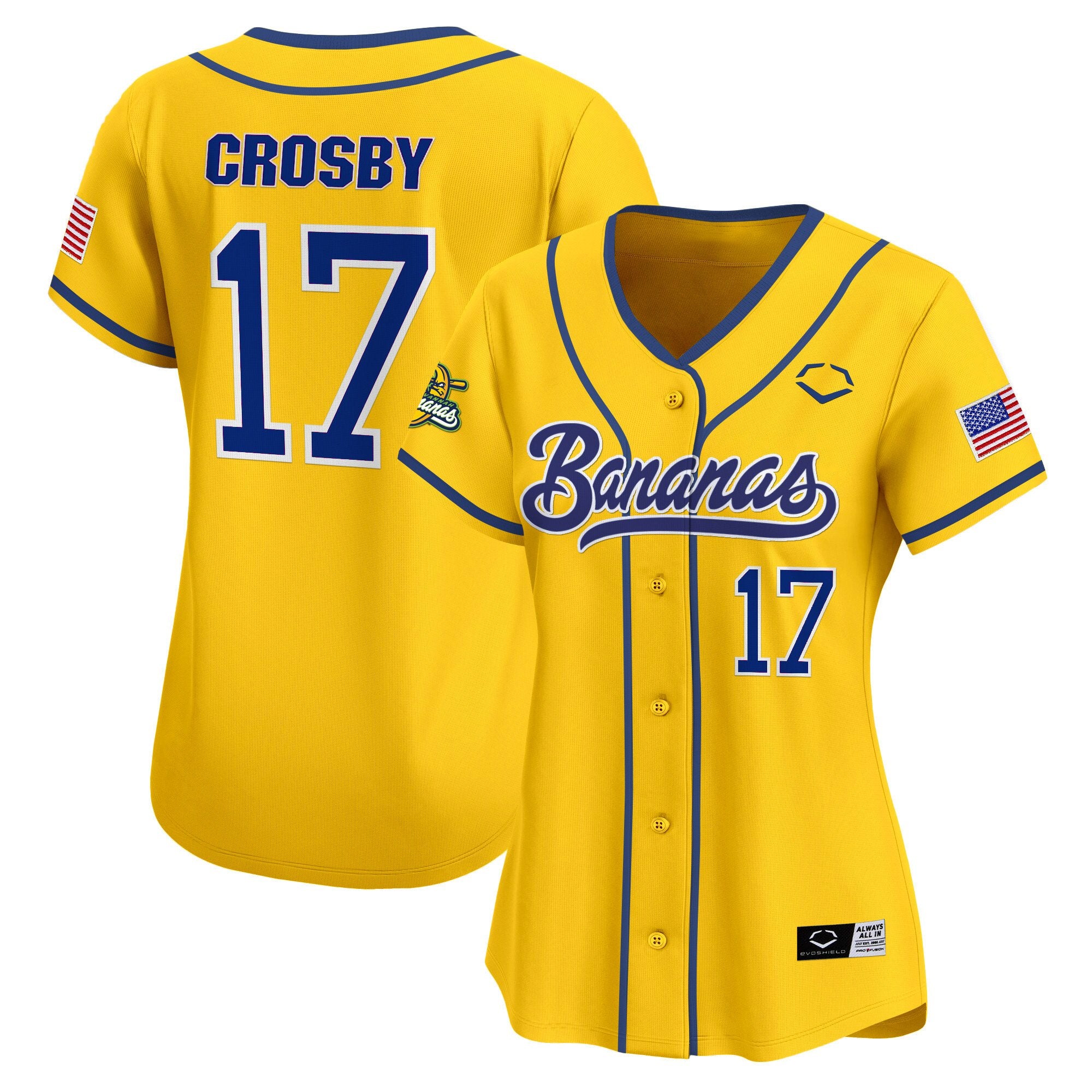 Women's Savannah Bananas Vapor Premier Limited Jersey - All stitched - Yellow, Brandon Crosby