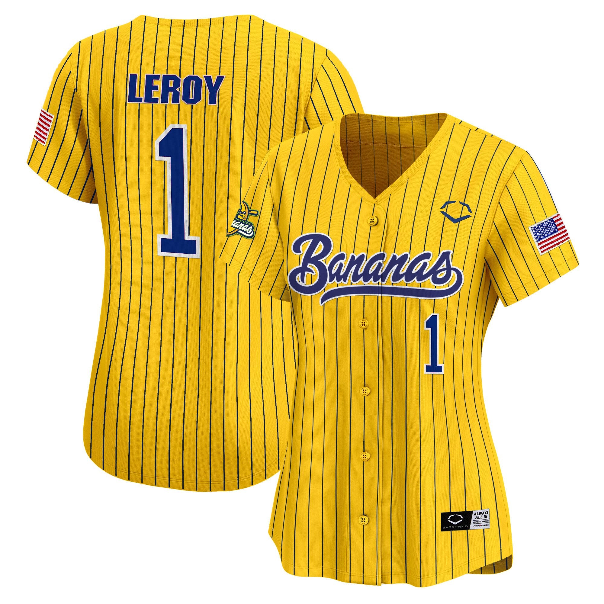 Women's Savannah Bananas Vapor Premier Limited Jersey - All stitched - Pinstripe, Bill LeRoy