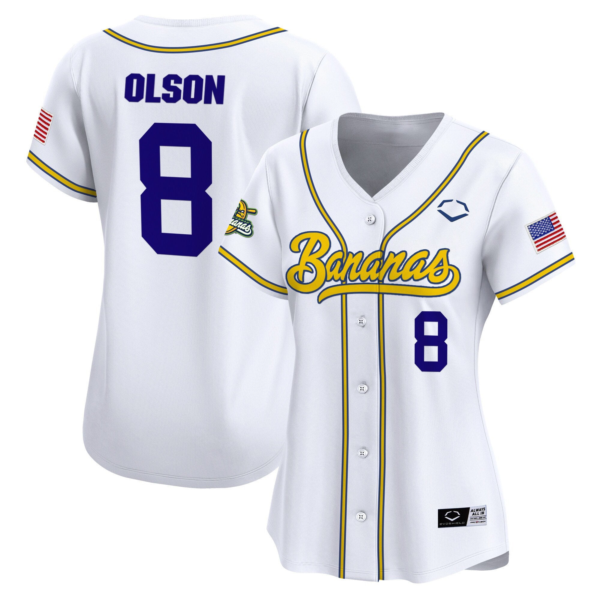 Women's Savannah Bananas Vapor Premier Limited Jersey - All stitched - White, Jackson Olson