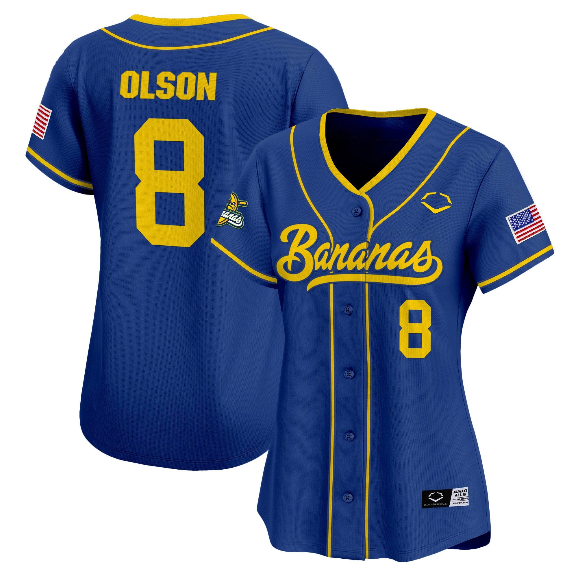 Women's Savannah Bananas Vapor Premier Limited Jersey - All stitched - Royal, Jackson Olson