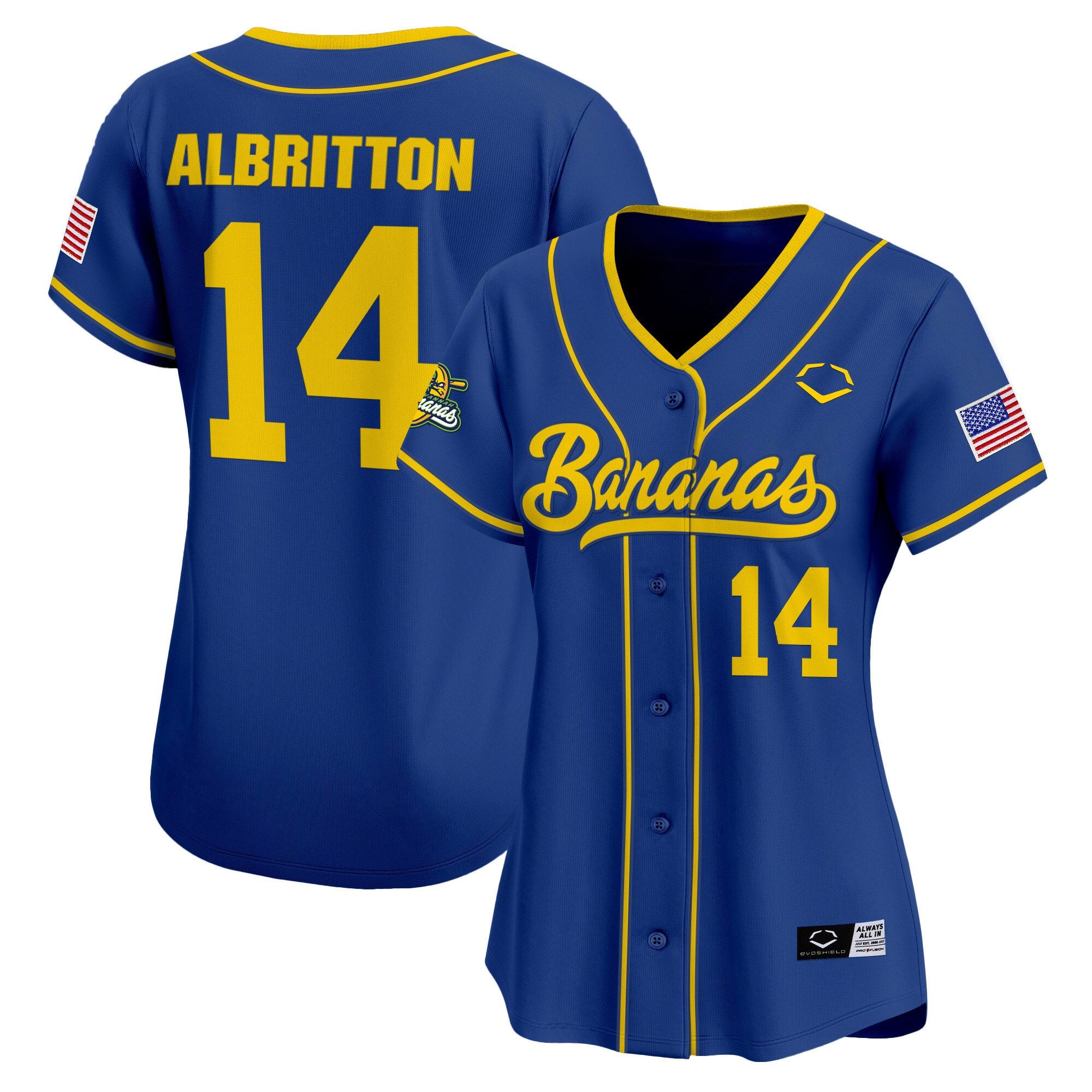 Women's Savannah Bananas Vapor Premier Limited Jersey - All stitched - Royal, Dakota Albritton