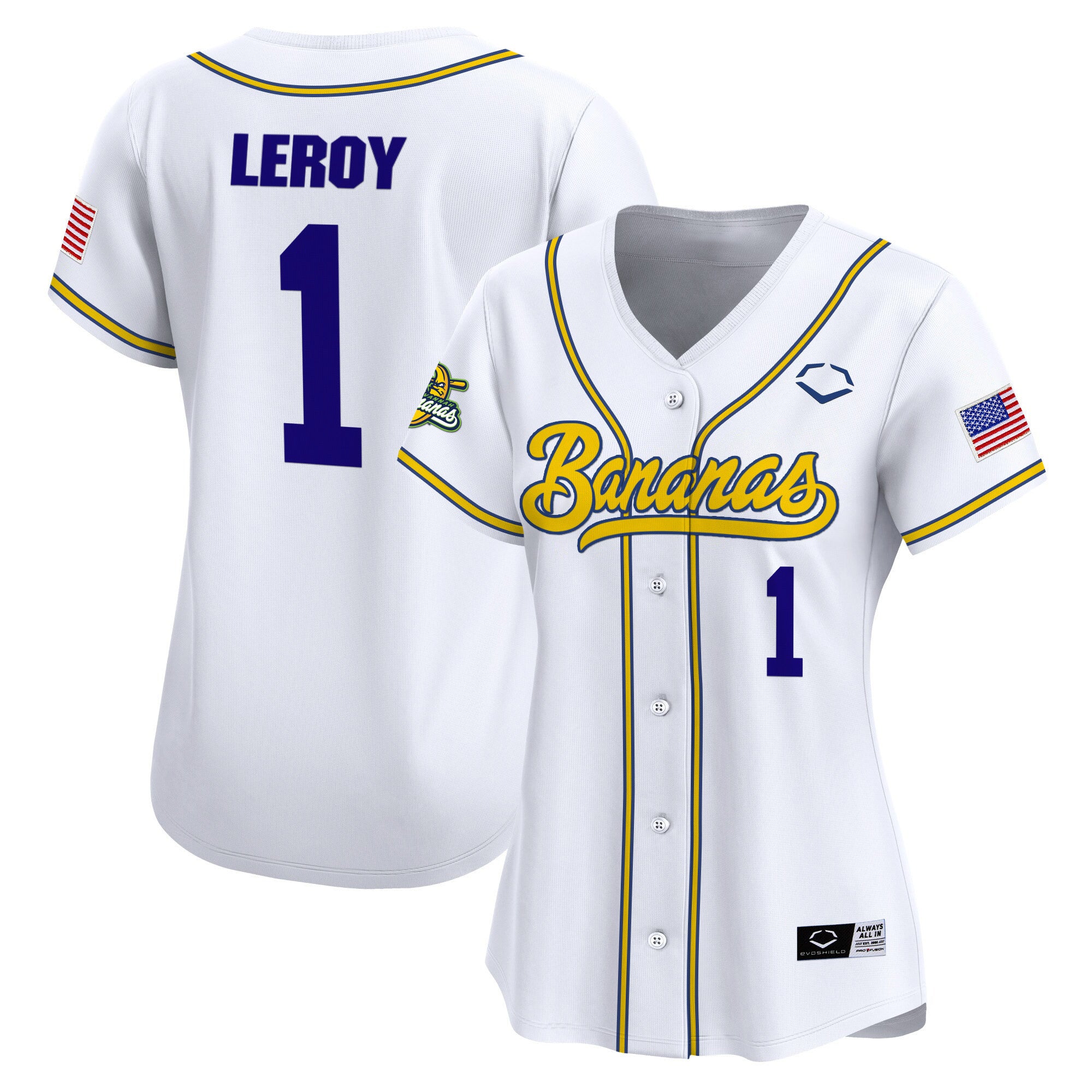 Women's Savannah Bananas Vapor Premier Limited Jersey - All stitched - White, Bill LeRoy