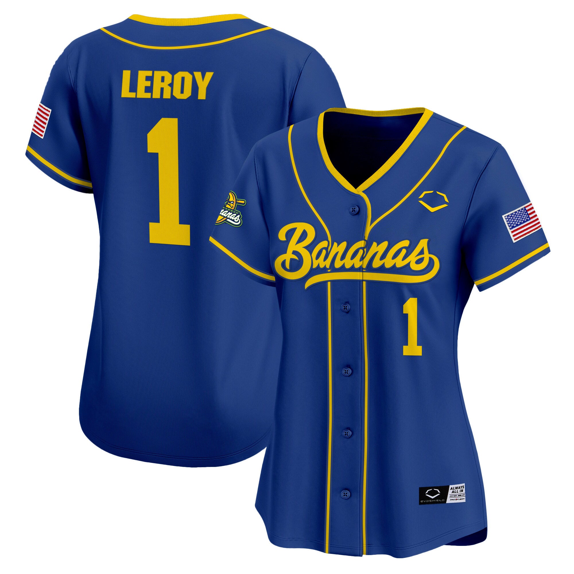 Women's Savannah Bananas Vapor Premier Limited Jersey - All stitched - Royal, Bill LeRoy