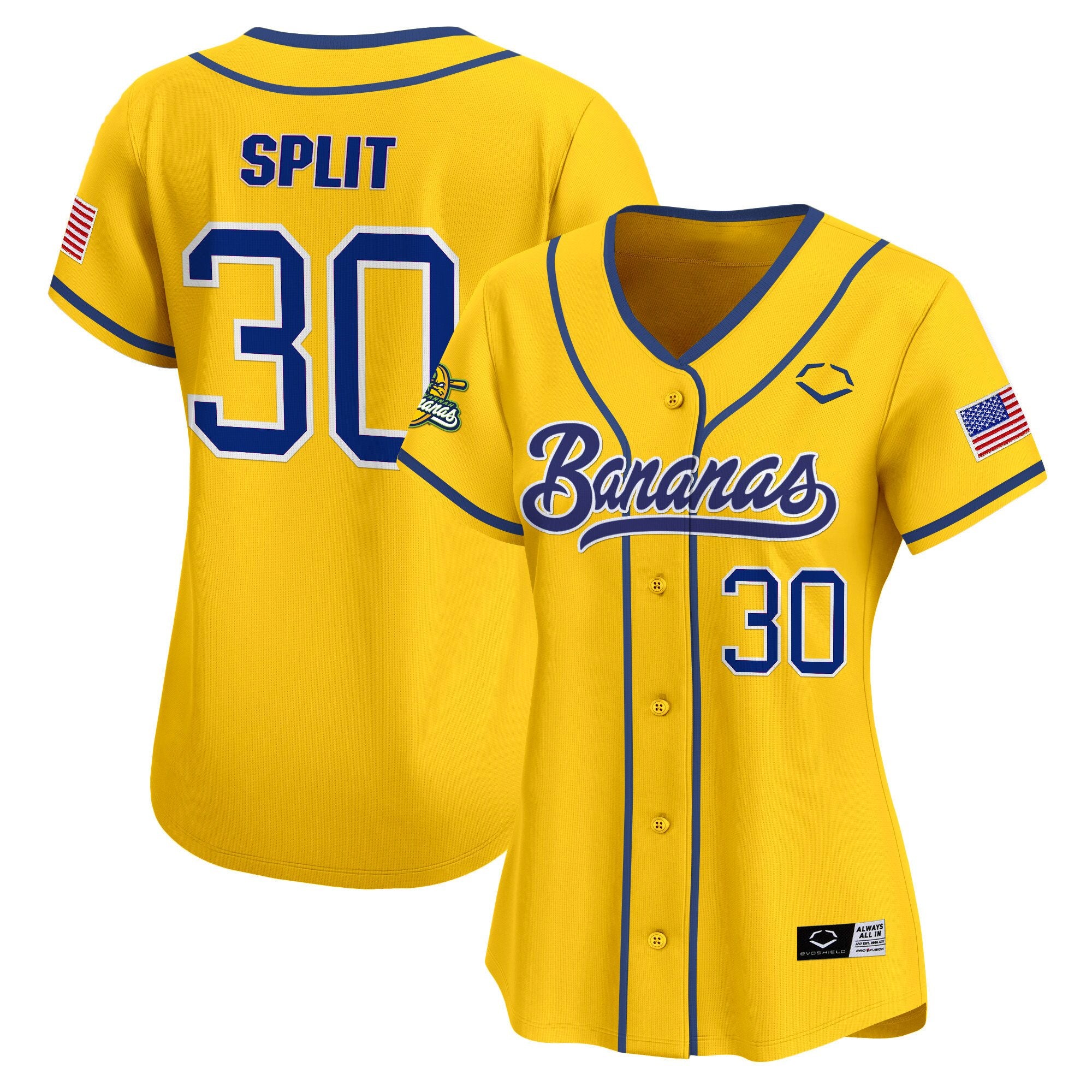 Women's Savannah Bananas Vapor Premier Limited Jersey - All stitched - Yellow, Savannah Bananas Split