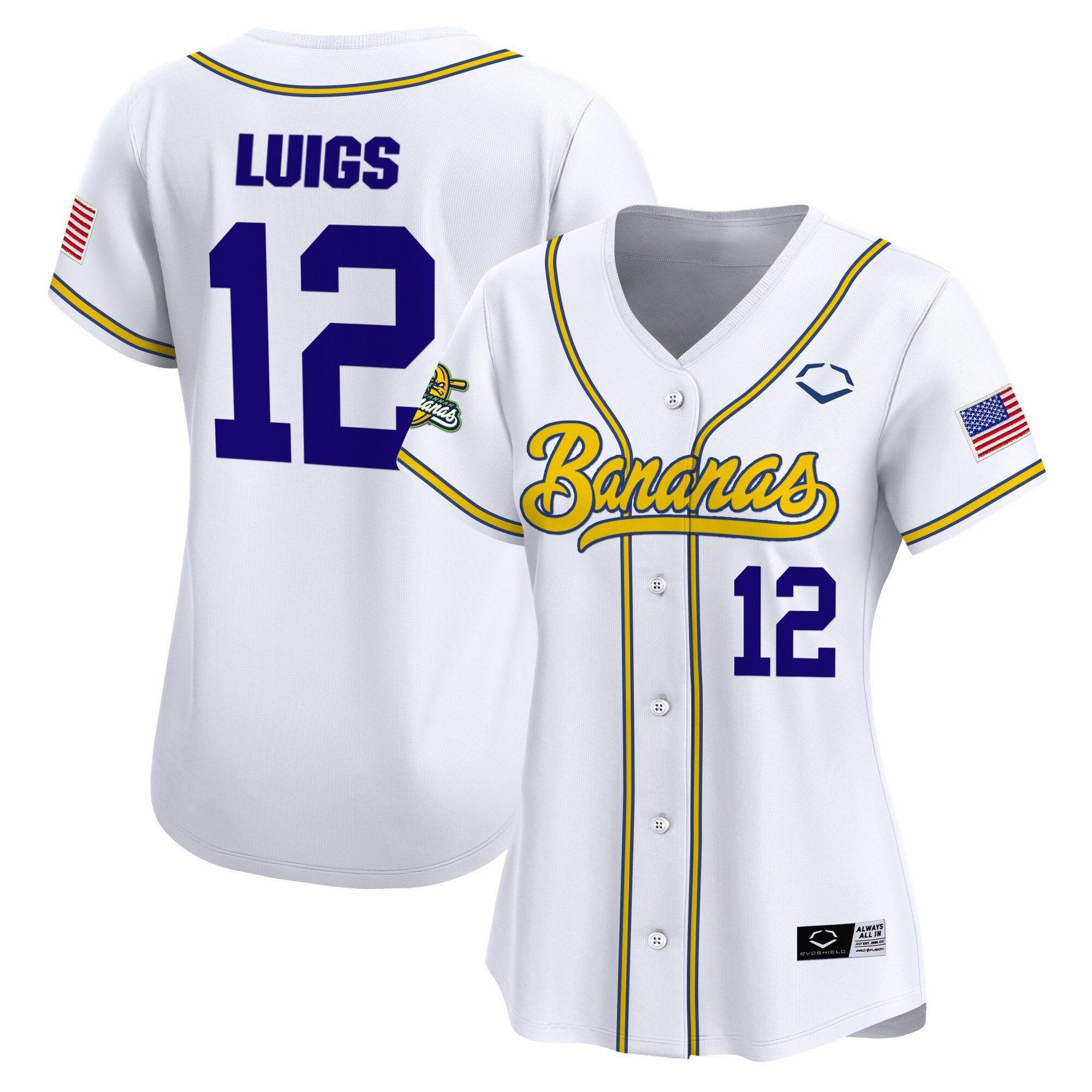Women's Savannah Bananas Vapor Premier Limited Jersey - All stitched - White, Kyle Luigs