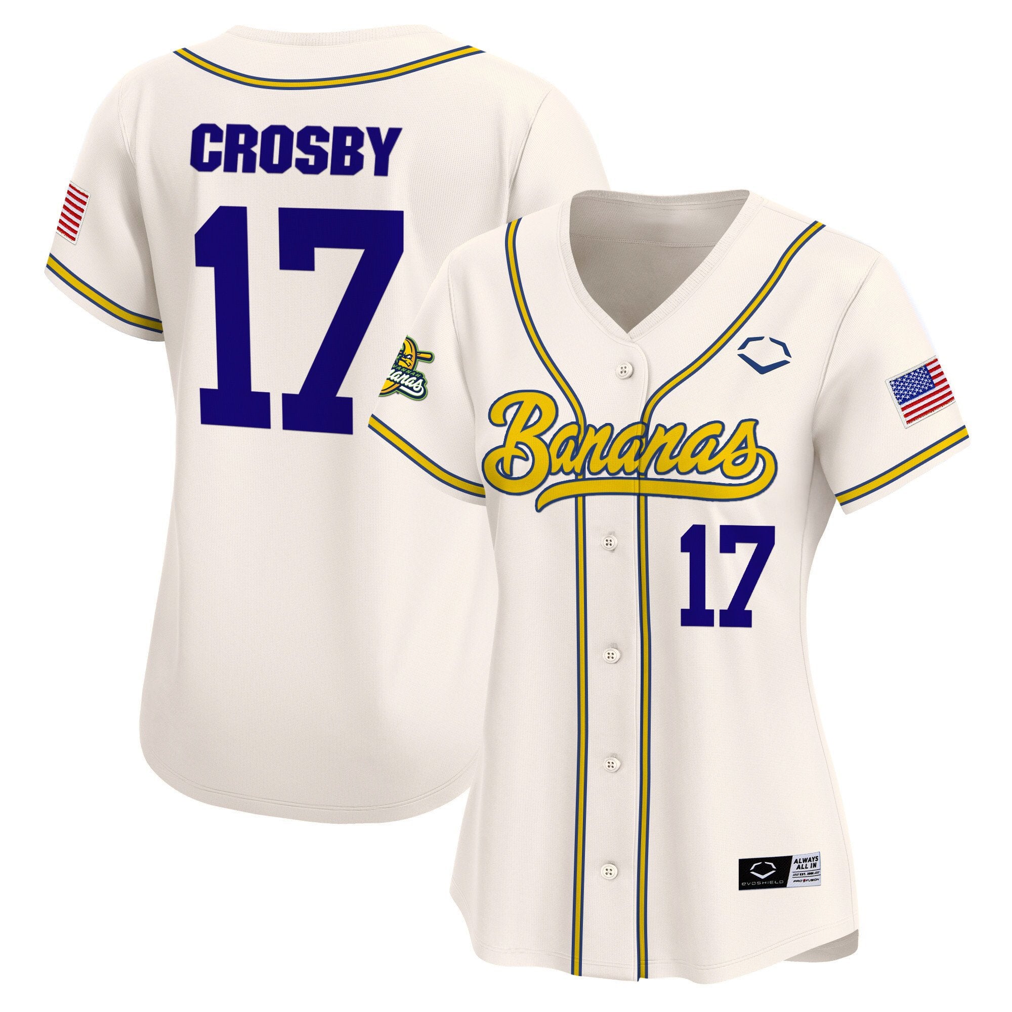 Women's Savannah Bananas Vapor Premier Limited Jersey - All stitched - Cream, Brandon Crosby