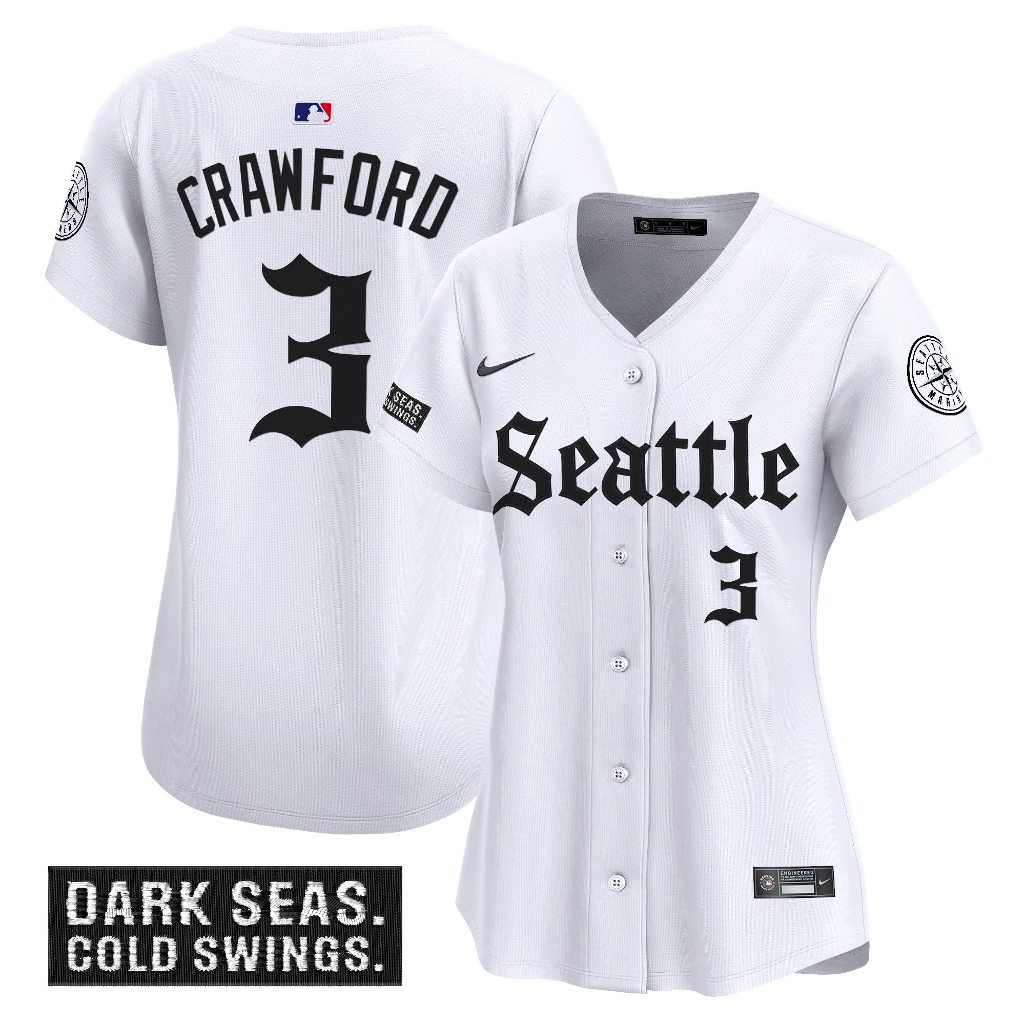 Women's Seattle Mariners 'Deep Sea Gothic Edition' Vapor Premier Limited Jersey - All Stitched - White, J.P. Crawford