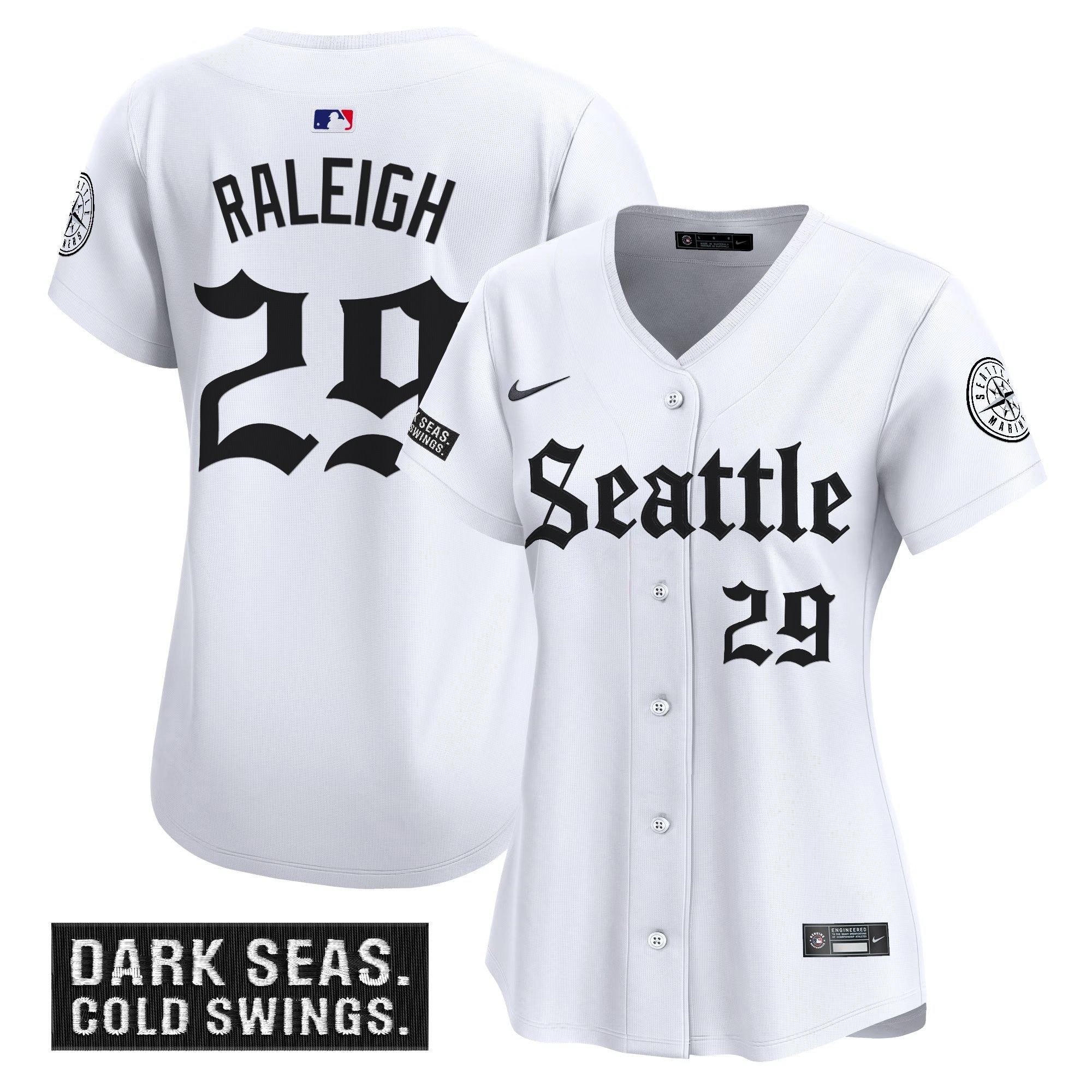 Women's Seattle Mariners 'Deep Sea Gothic Edition' Vapor Premier Limited Jersey - All Stitched - White, Cal Raleigh