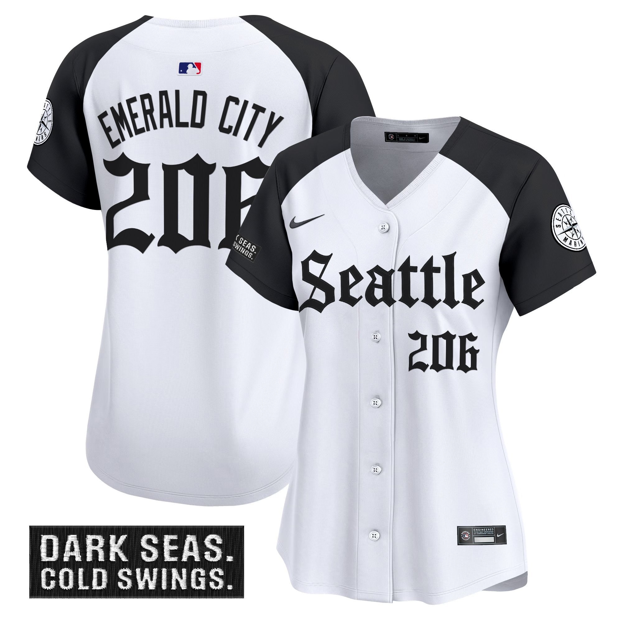 Women's Seattle Mariners 'Deep Sea Gothic Edition' Vapor Premier Limited Jersey - All Stitched - Alternate, Emerald City 206