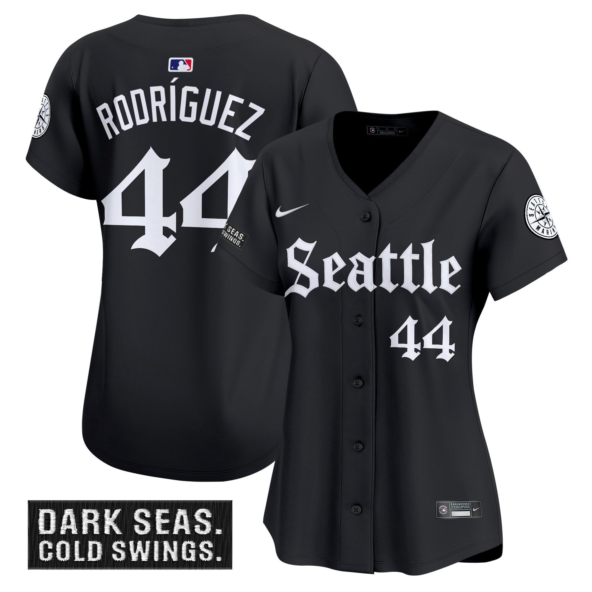 Women's Seattle Mariners 'Deep Sea Gothic Edition' Vapor Premier Limited Jersey - All Stitched - Black, Julio RodrÃ­guez
