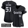 Women's Seattle Mariners 'Deep Sea Gothic Edition' Vapor Premier Limited Jersey - All Stitched - Black, Ichiro Suzuki