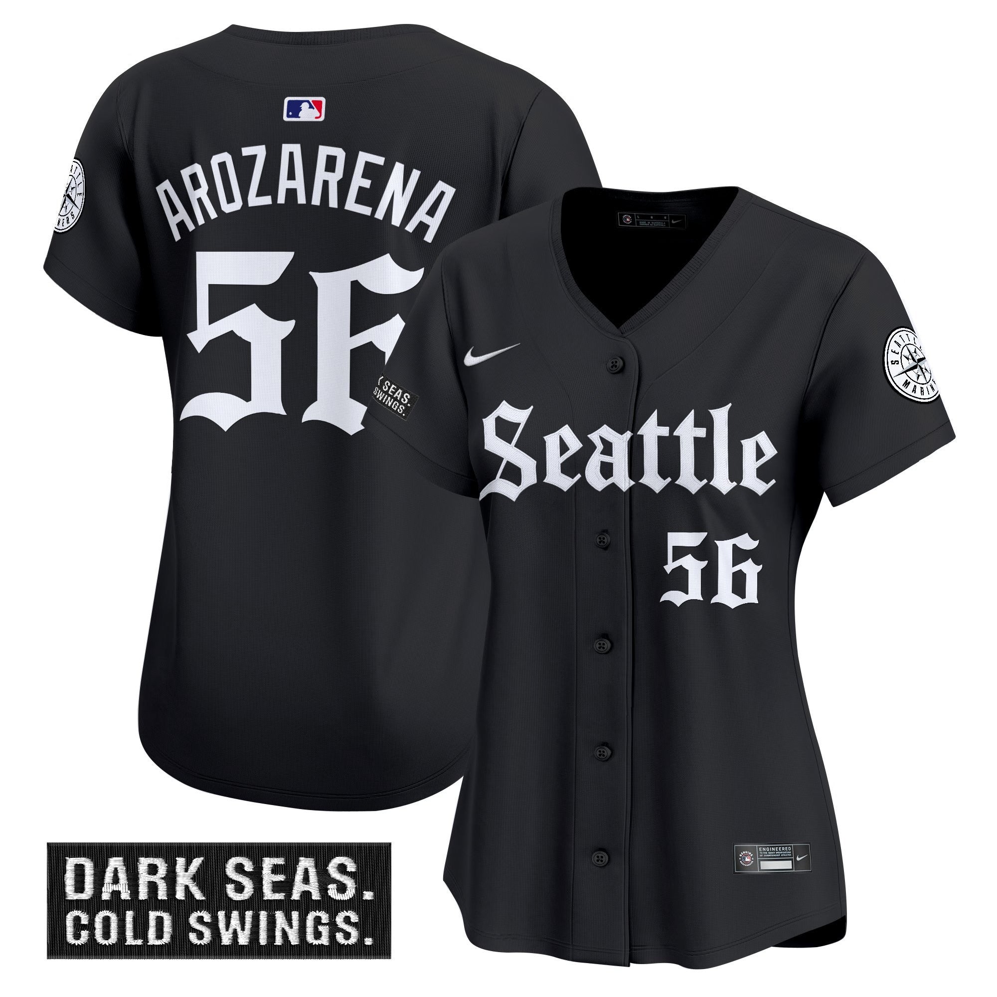 Women's Seattle Mariners 'Deep Sea Gothic Edition' Vapor Premier Limited Jersey - All Stitched - Black, Randy Arozarena