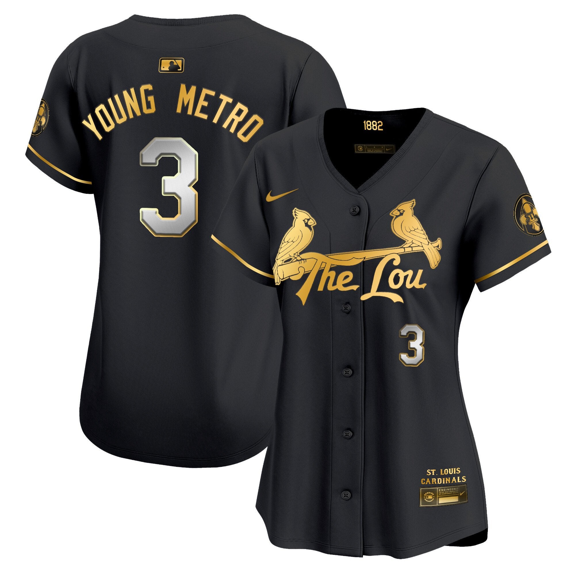 Women's St. Louis Cardinals 2024 City Connect Vapor Premier Limited Jersey - All Stitched - Black Gold, Metro Boomin