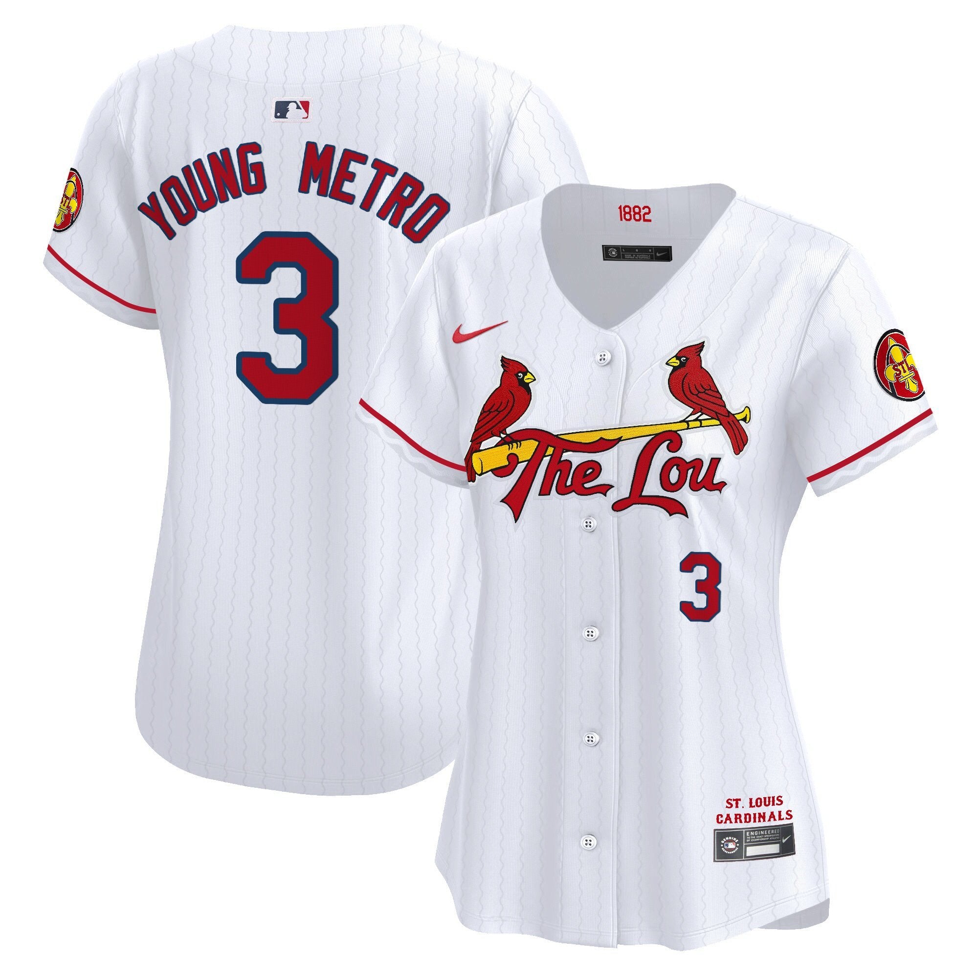 Women's St. Louis Cardinals 2024 City Connect Vapor Premier Limited Jersey - All Stitched - White, Metro Boomin