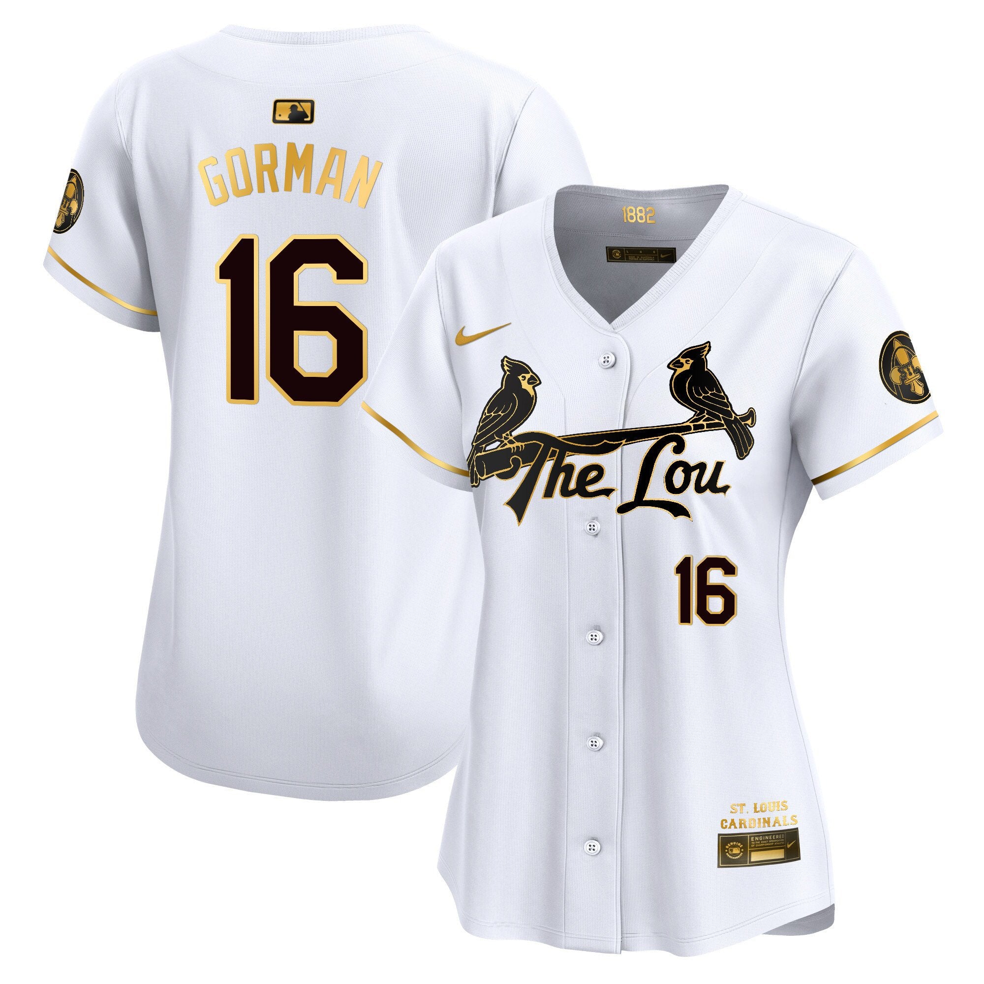 Women's St. Louis Cardinals 2024 City Connect Vapor Premier Limited Jersey - All Stitched - White Gold, Nolan Gorman