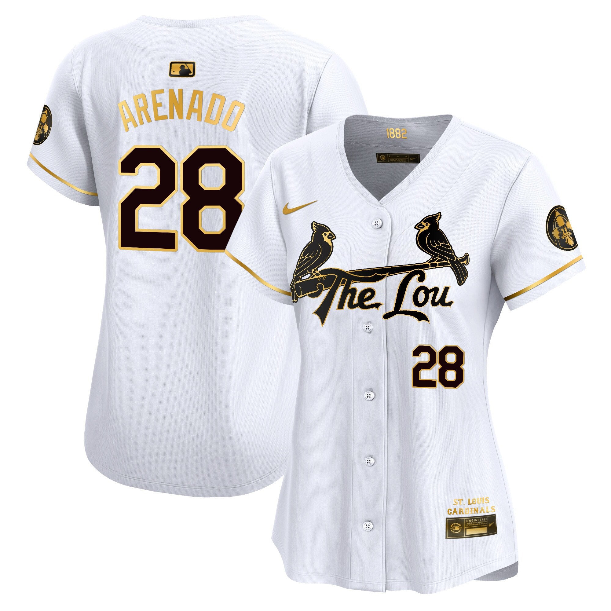Women's St. Louis Cardinals 2024 City Connect Vapor Premier Limited Jersey - All Stitched - White Gold, Nolan Arenado