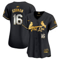Women's St. Louis Cardinals 2024 City Connect Vapor Premier Limited Jersey - All Stitched - Black Gold, Nolan Gorman