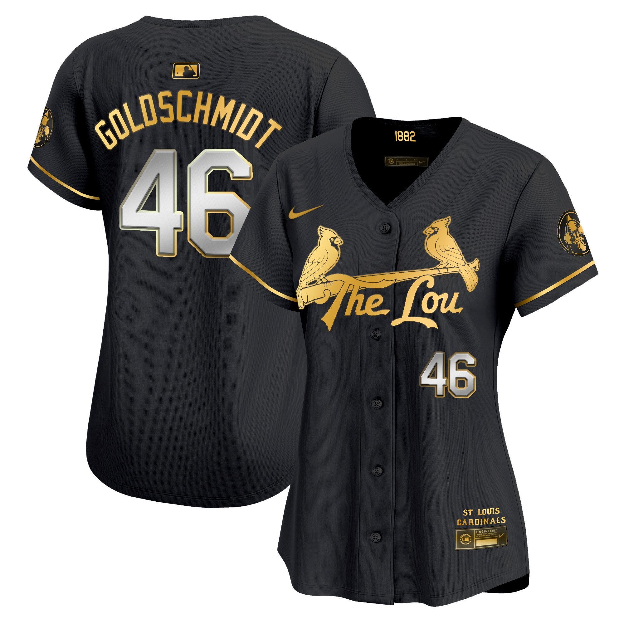Women's St. Louis Cardinals 2024 City Connect Vapor Premier Limited Jersey - All Stitched - Black Gold, Paul Goldschmidt