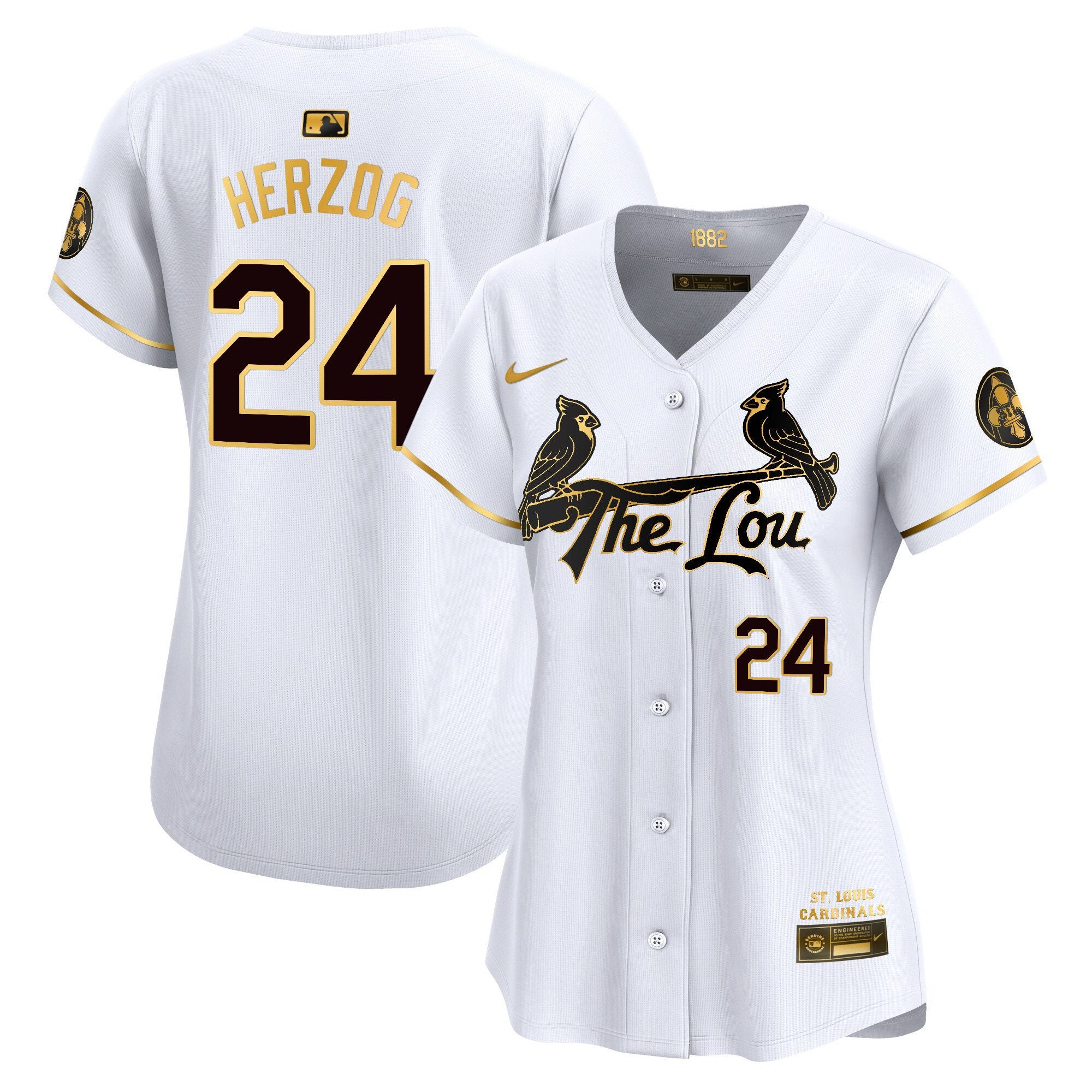 Women's St. Louis Cardinals 2024 City Connect Vapor Premier Limited Jersey - All Stitched - White Gold, Whitey Herzog