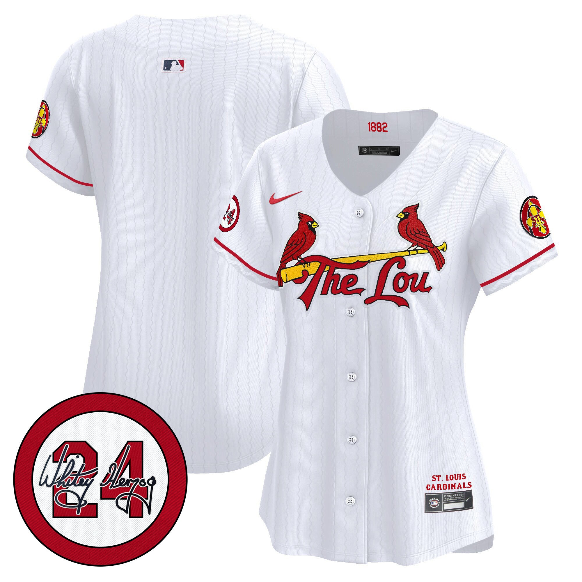 Women's St. Louis Cardinals 2024 City Connect Whitey Herzog Patch Vapor Premier Limited Jersey - All Stitched - White, Team