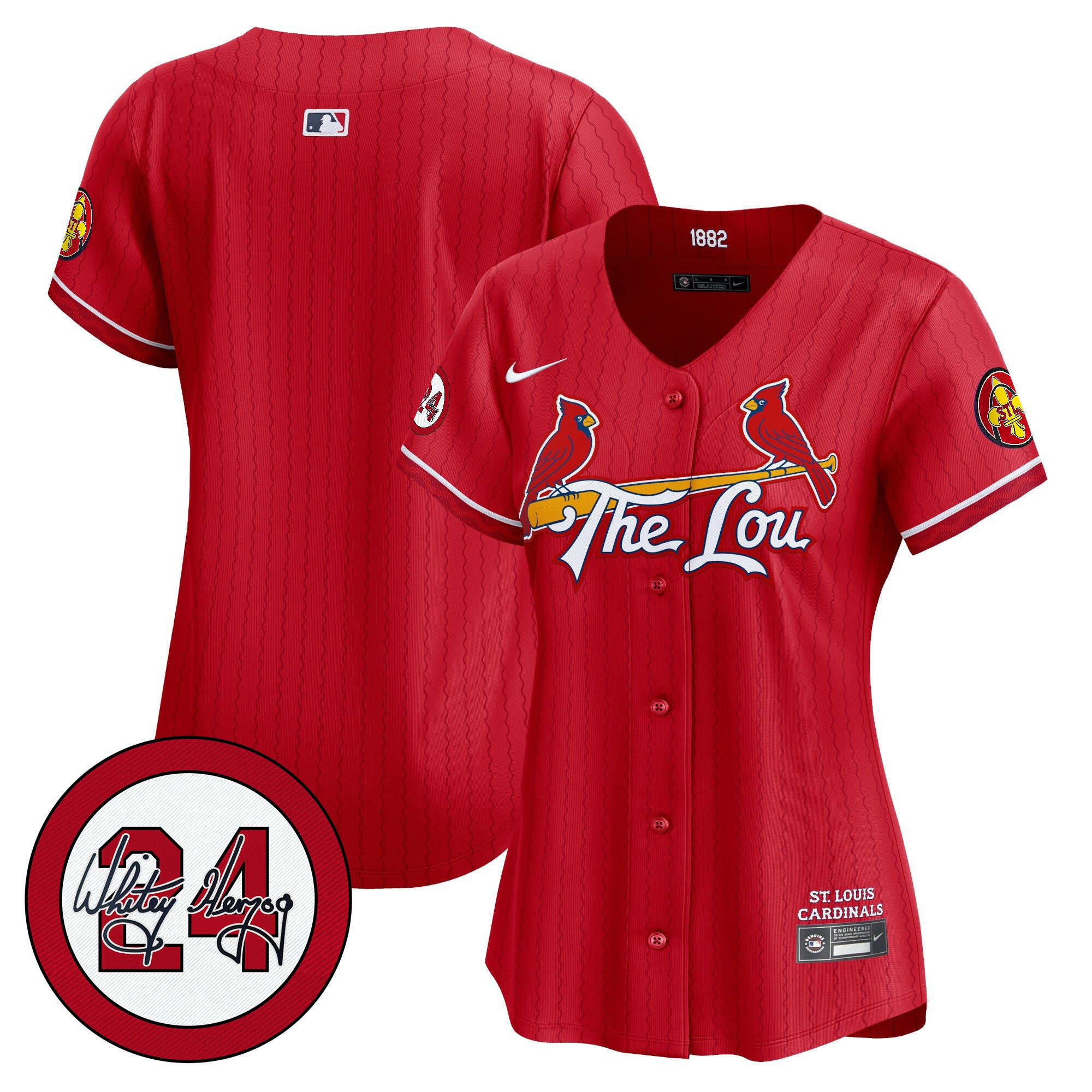 Women's St. Louis Cardinals 2024 City Connect Whitey Herzog Patch Vapor Premier Limited Jersey - All Stitched - Red, Team