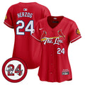Women's St. Louis Cardinals 2024 City Connect Whitey Herzog Patch Vapor Premier Limited Jersey - All Stitched - Red, Whitey Herzog