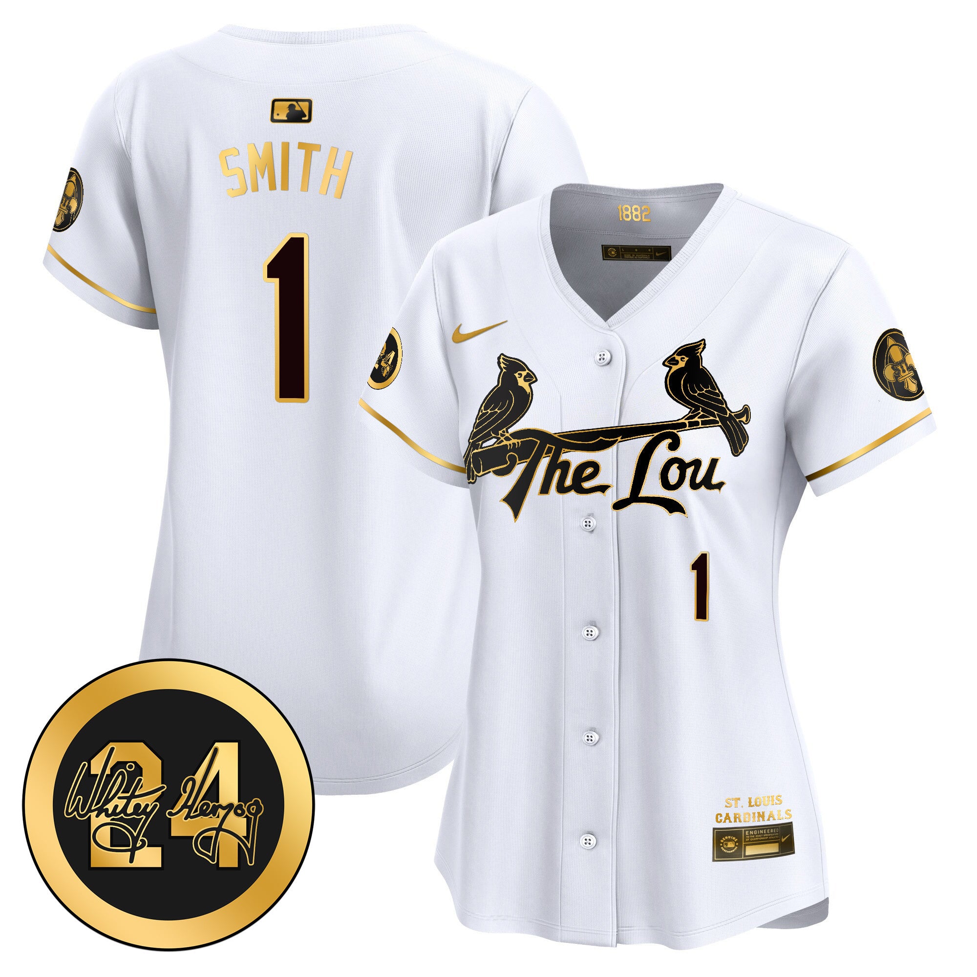 Women's St. Louis Cardinals 2024 City Connect Whitey Herzog Patch Vapor Premier Limited Jersey - All Stitched - White Gold, Ozzie Smith