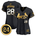 Women's St. Louis Cardinals 2024 City Connect Whitey Herzog Patch Vapor Premier Limited Jersey - All Stitched - Black Gold, Nolan Arenado