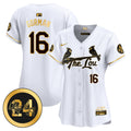 Women's St. Louis Cardinals 2024 City Connect Whitey Herzog Patch Vapor Premier Limited Jersey - All Stitched - White Gold, Nolan Gorman