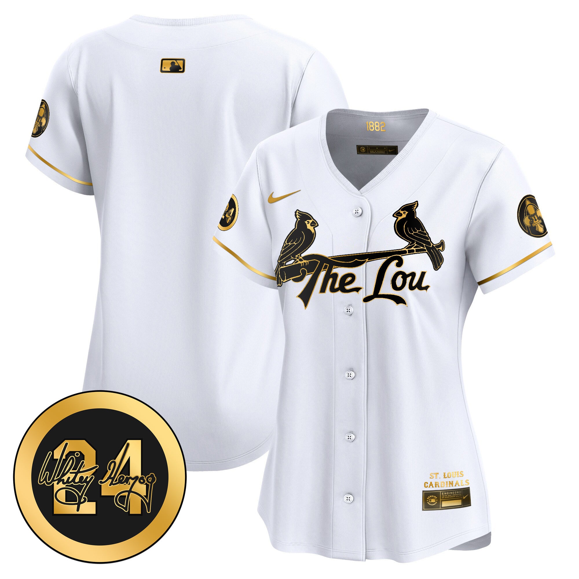 Women's St. Louis Cardinals 2024 City Connect Whitey Herzog Patch Vapor Premier Limited Jersey - All Stitched - White Gold, Team