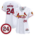 Women's St. Louis Cardinals 2024 City Connect Whitey Herzog Patch Vapor Premier Limited Jersey - All Stitched - White, Whitey Herzog
