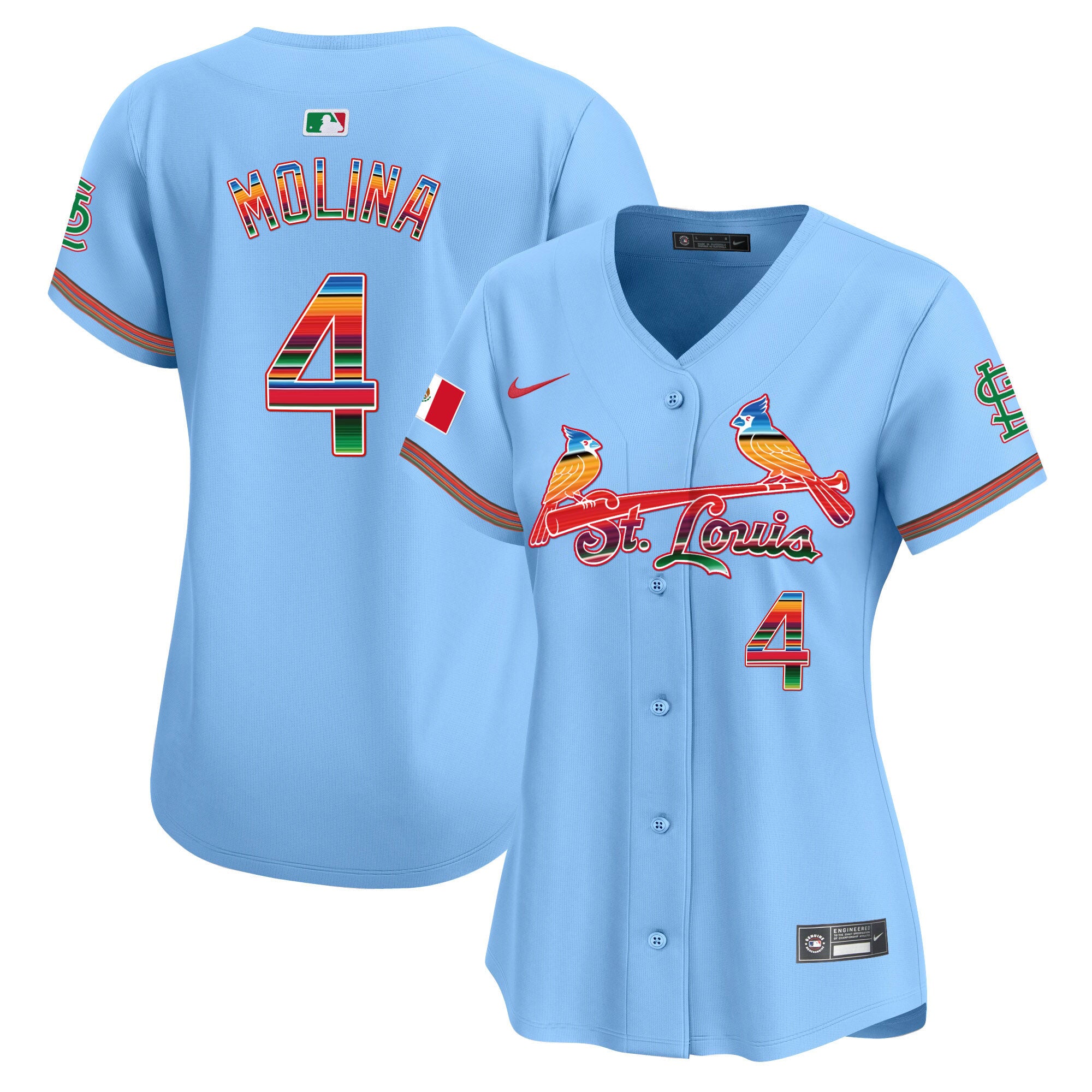 Women's St. Louis Cardinals Mexico Vapor Premier Limited Jersey - All Stitched - Light Blue, Yadier Molina