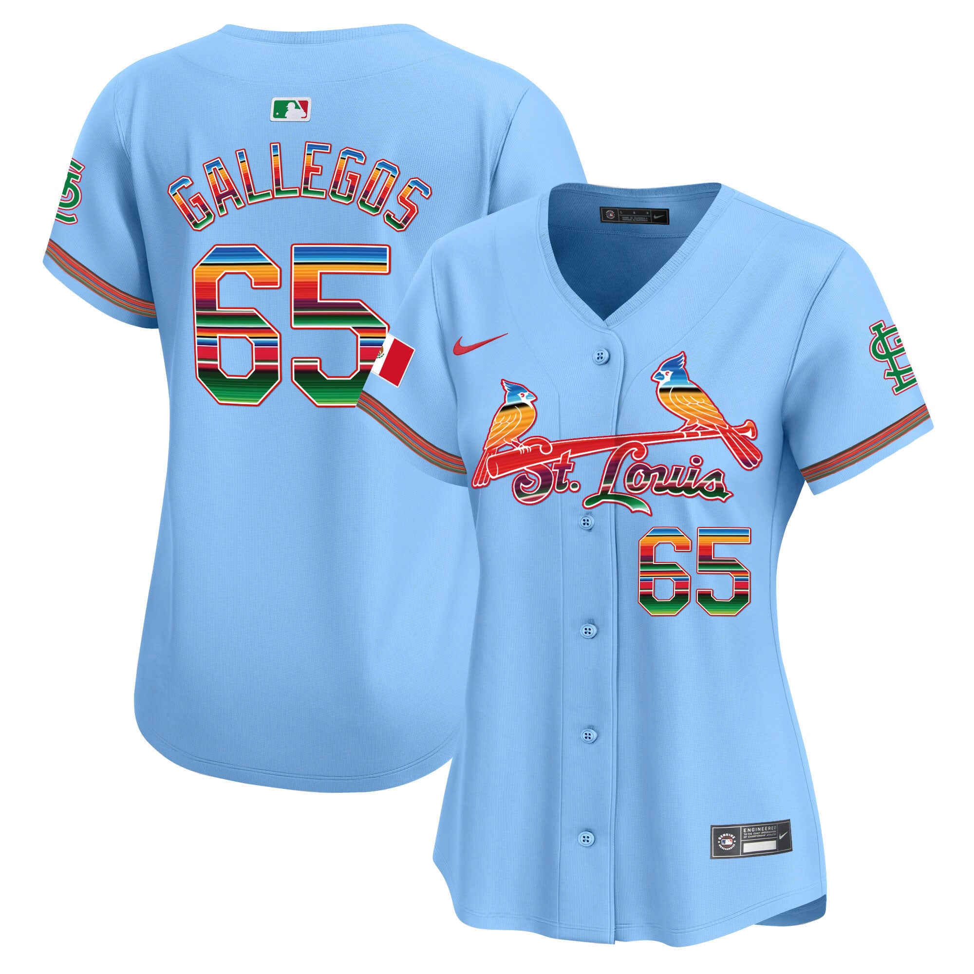 Women's St. Louis Cardinals Mexico Vapor Premier Limited Jersey - All Stitched - Light Blue, Giovanny Gallegos