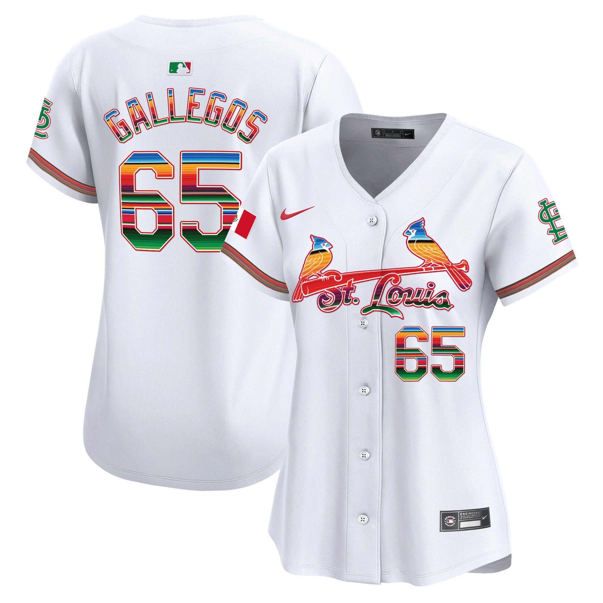 Women's St. Louis Cardinals Mexico Vapor Premier Limited Jersey - All Stitched - White, Giovanny Gallegos